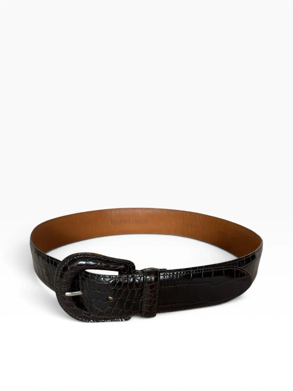 Vintage Ralph Lauren Crocodile Croc Embossed Leather Belt Womens S